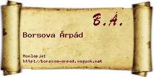 Borsova Árpád névjegykártya